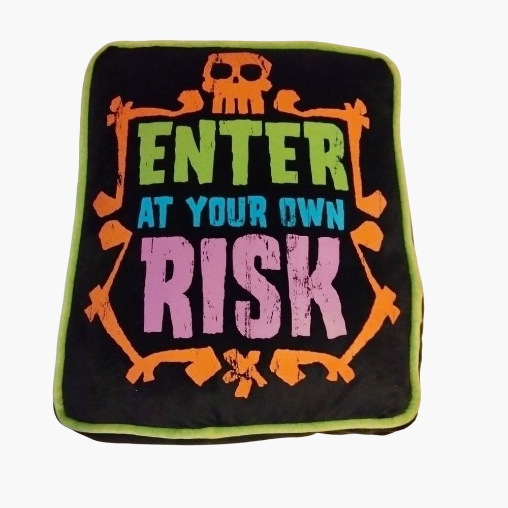 Enter At Your Own Risk Halloween Pillow